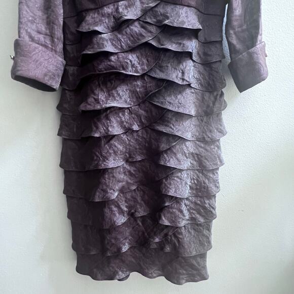 Vintage IGNITE EVENINGS Two Piece Tiered Midi Dress with Jacket Size 6 Beaded - Picture 9 of 9